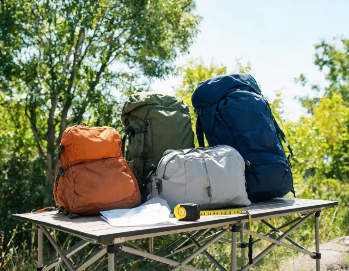 Hiking bags arranged for an outdoor retailer range review